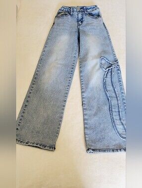 Girls Vigoss Light Blue Bow Denim Jeans